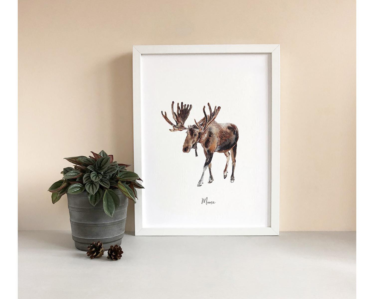 Moose - Personalised Watercolour Fine Art Print