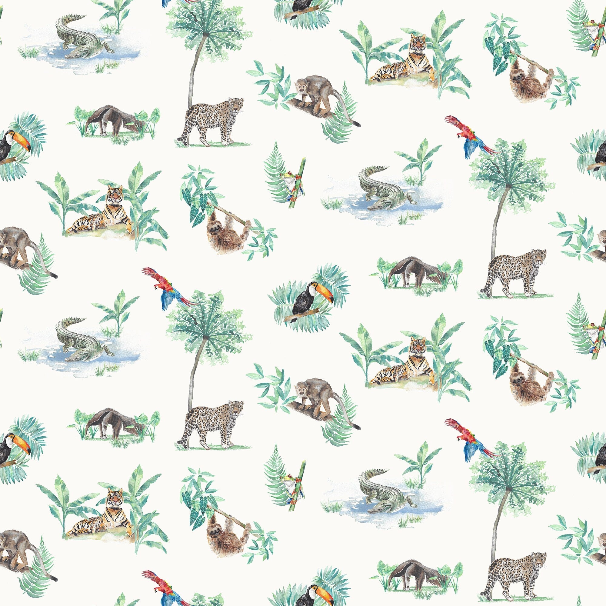 Rainforest Tropical Wildlife - Children's Curtain Fabric