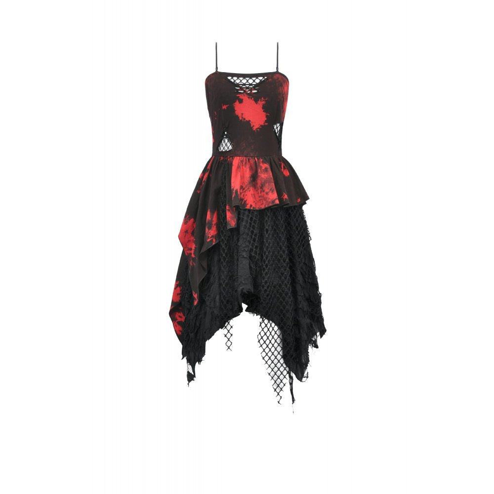 Dark in Love Red-Black Tie Dye Punk Dress
