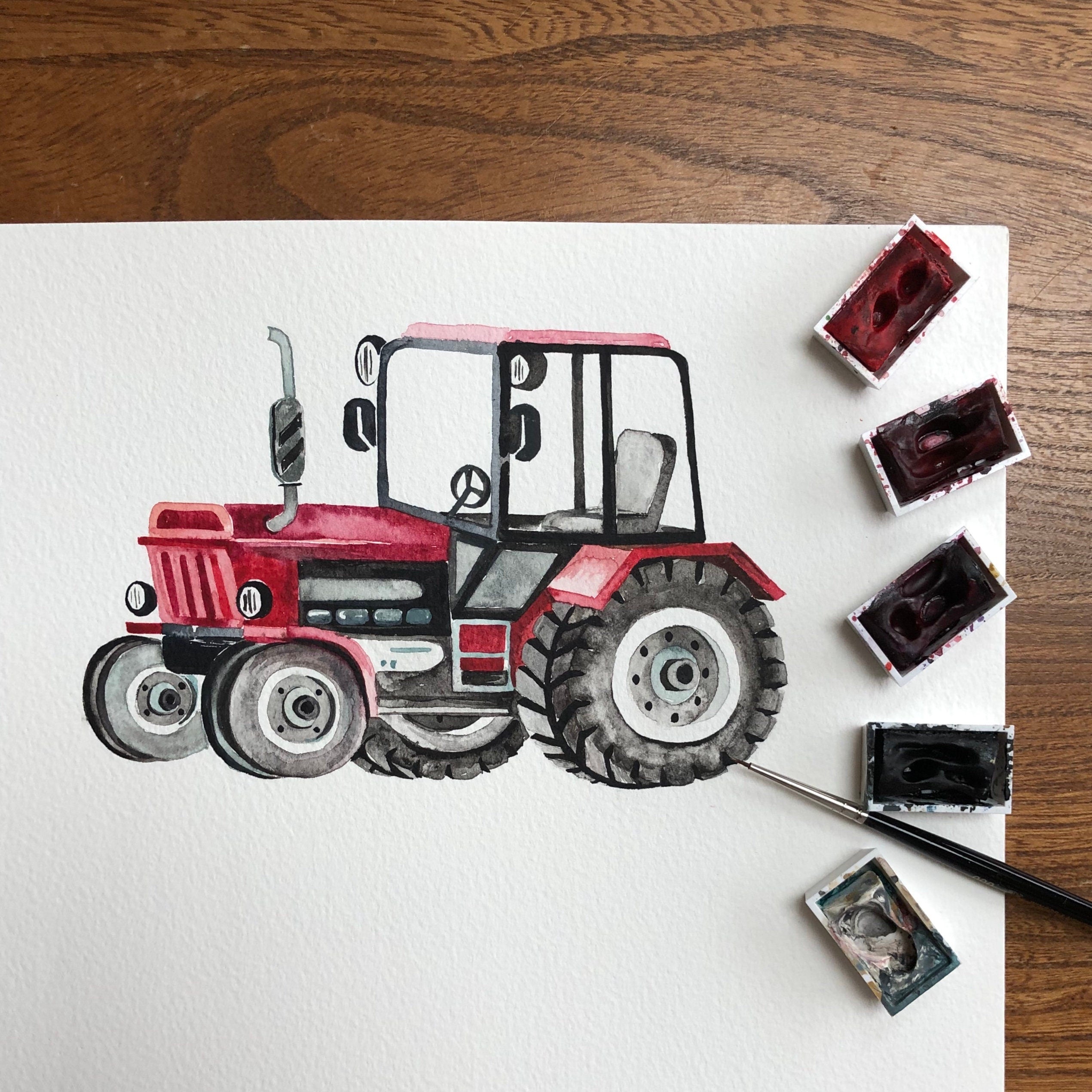 Personalised Red Tractor Transport Print