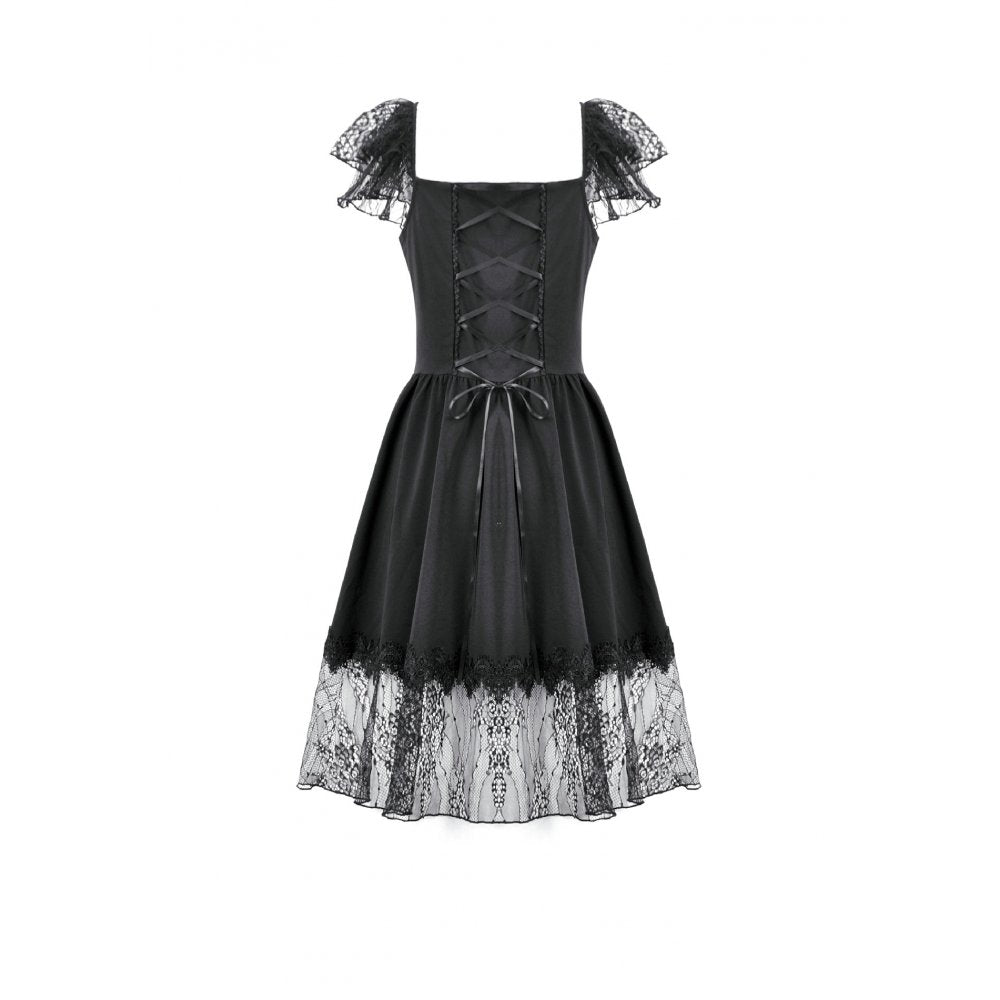 Dark in Love Black Gothic Sweet Bow Lace Lolita Dress