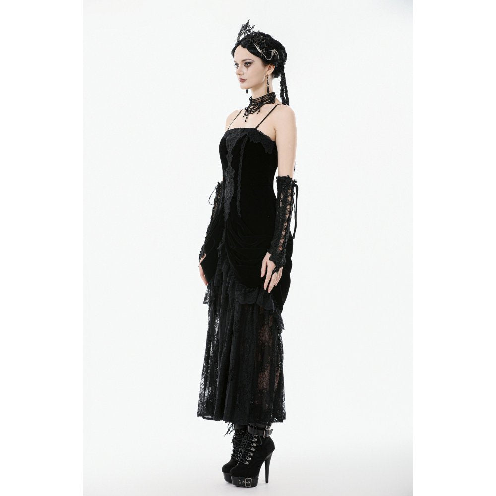 Dark in Love Vampiress Royal Velvet and Lace Maxi Dress