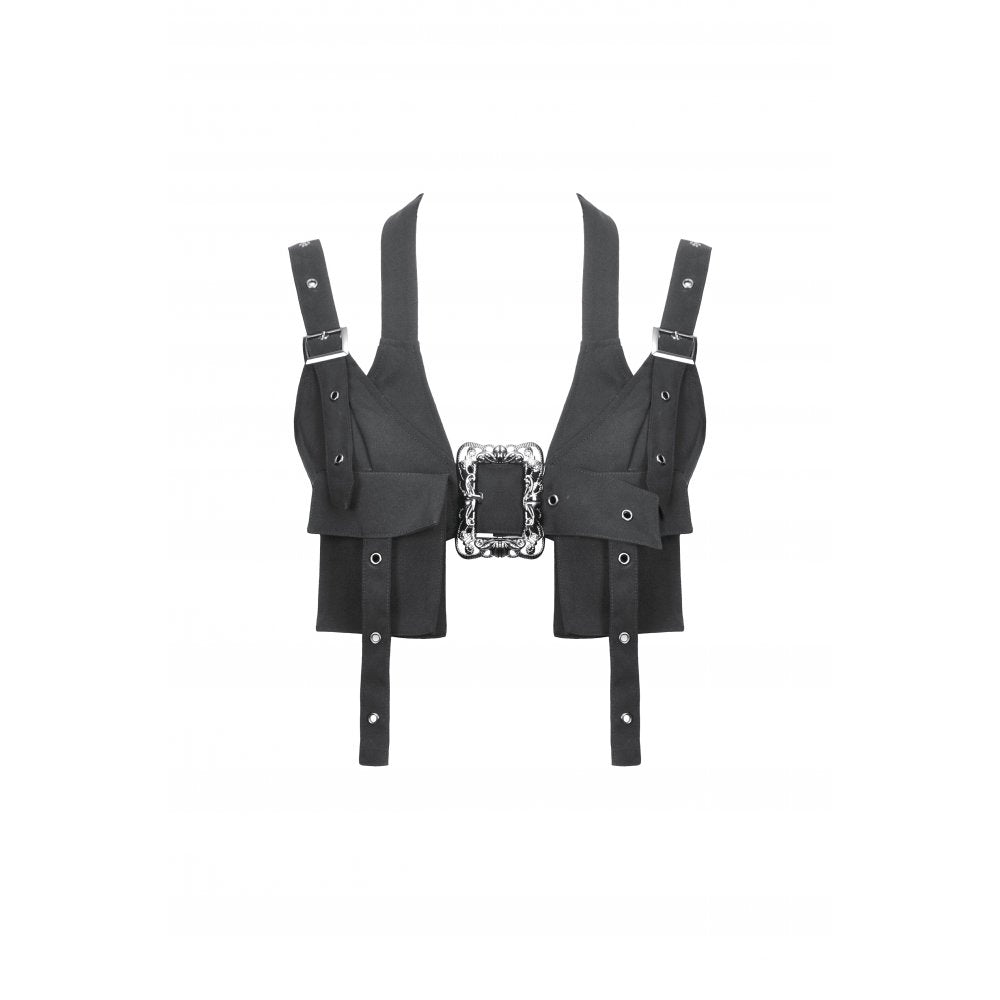 Dark in Love Evangeline Buckled Utility Crop Top in Black