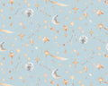 Watercolour Stars and Constellations Printed Cotton Curtain Fabric