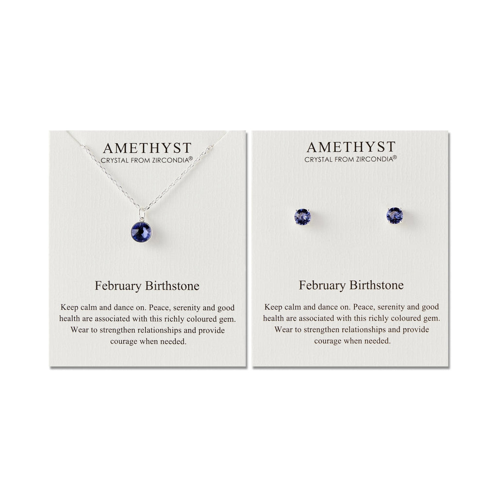February (Amethyst) Birthstone Necklace & Earrings Set Created with Zircondia® Crystals