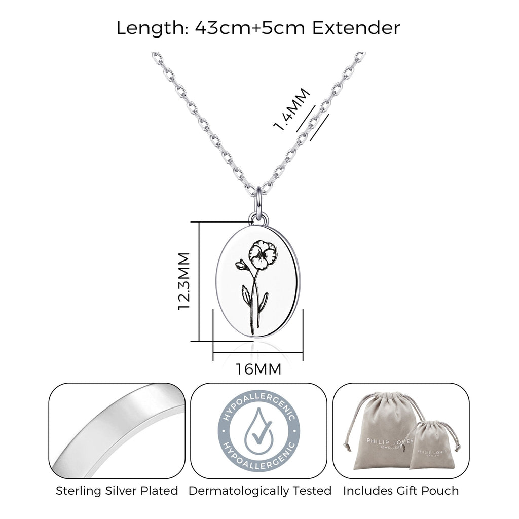 February Birth Flower Violet Necklace with Card
