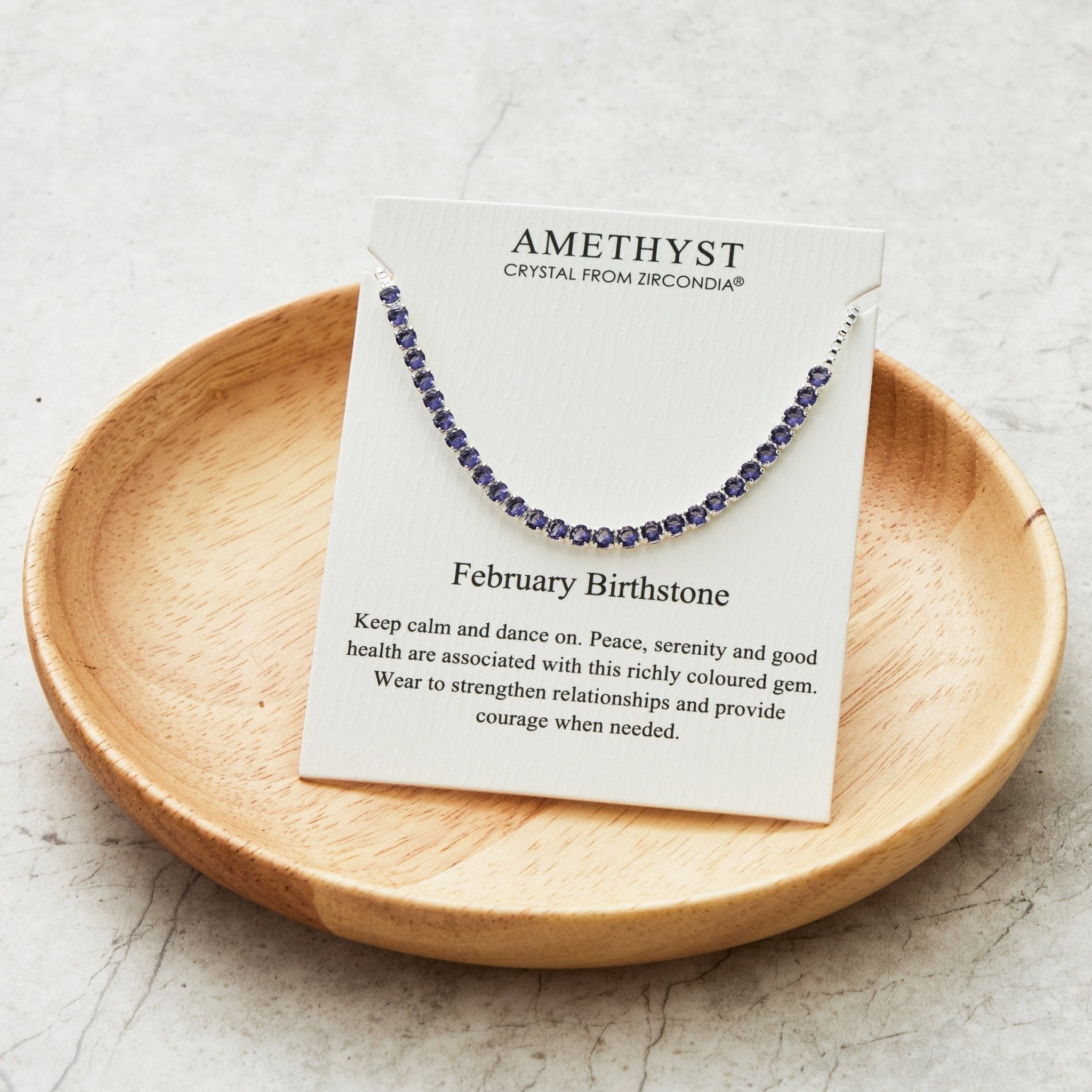 February Birthstone Friendship Slider Bracelet with Amethyst Zircondia® Crystals
