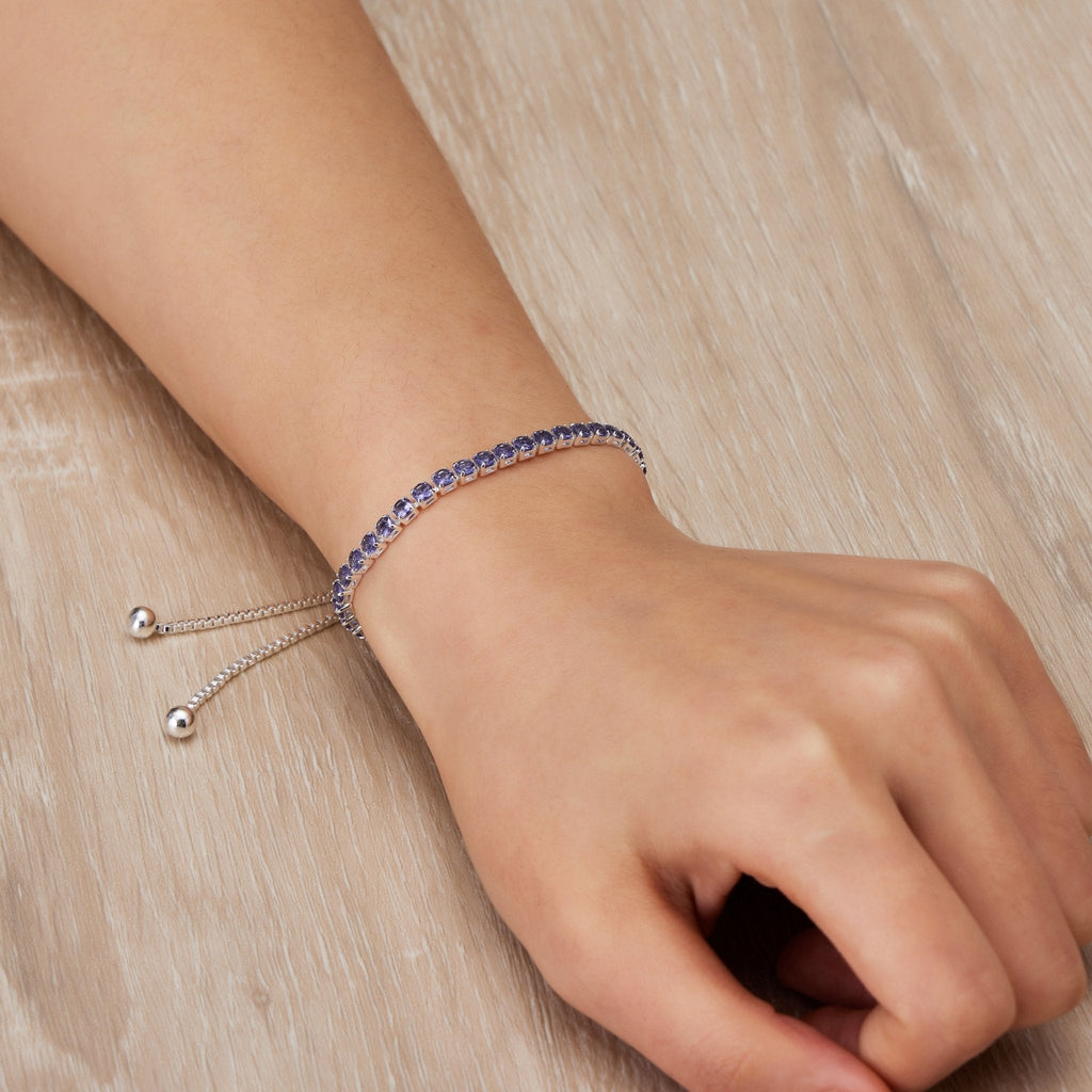 February Birthstone Friendship Slider Bracelet with Amethyst Zircondia® Crystals