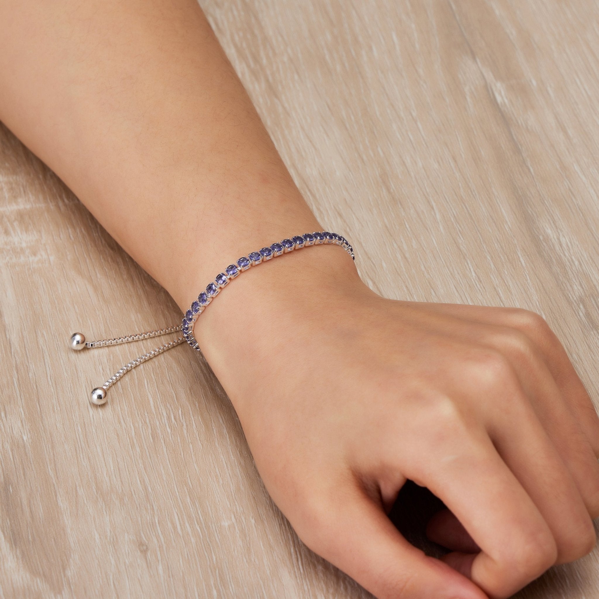 February Birthstone Friendship Slider Bracelet with Amethyst Zircondia® Crystals