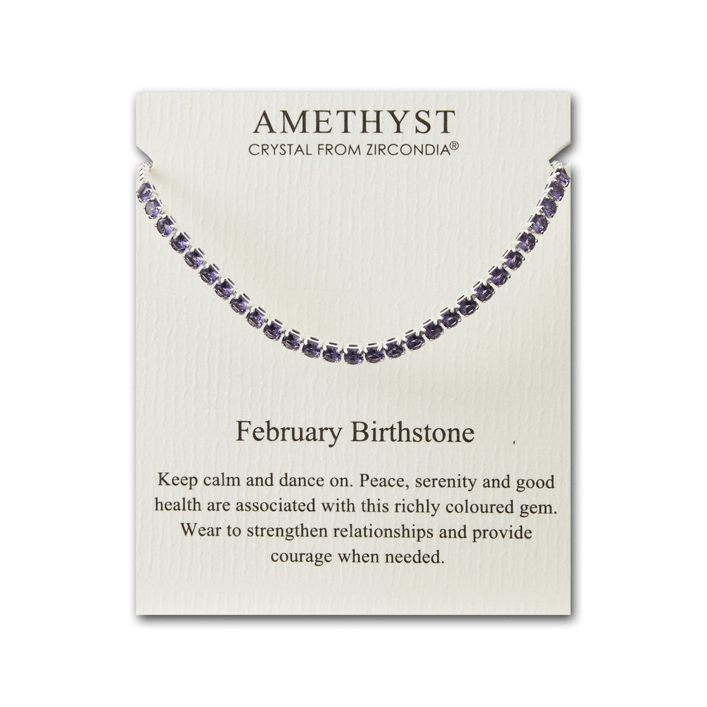 February Birthstone Friendship Slider Bracelet with Amethyst Zircondia® Crystals