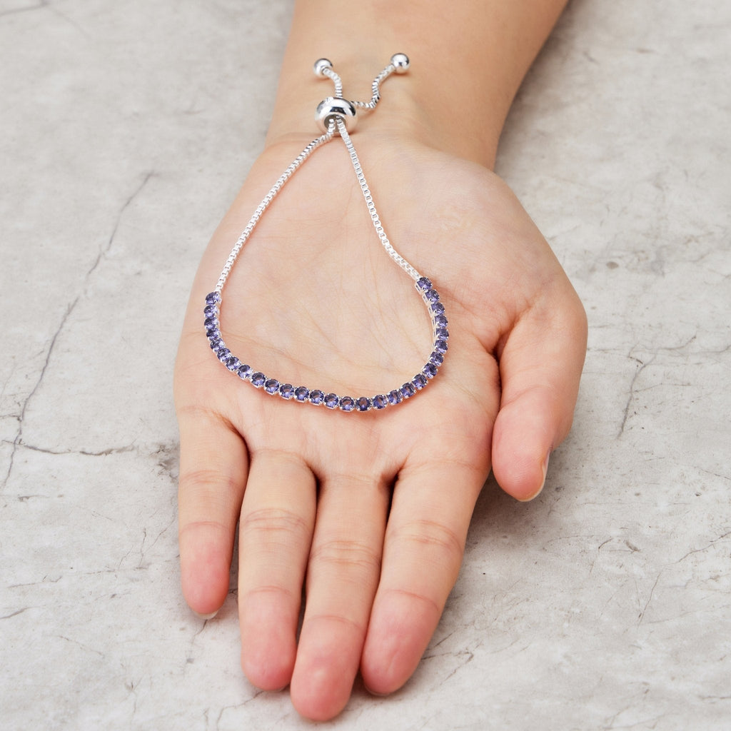 February Birthstone Friendship Slider Bracelet with Amethyst Zircondia® Crystals