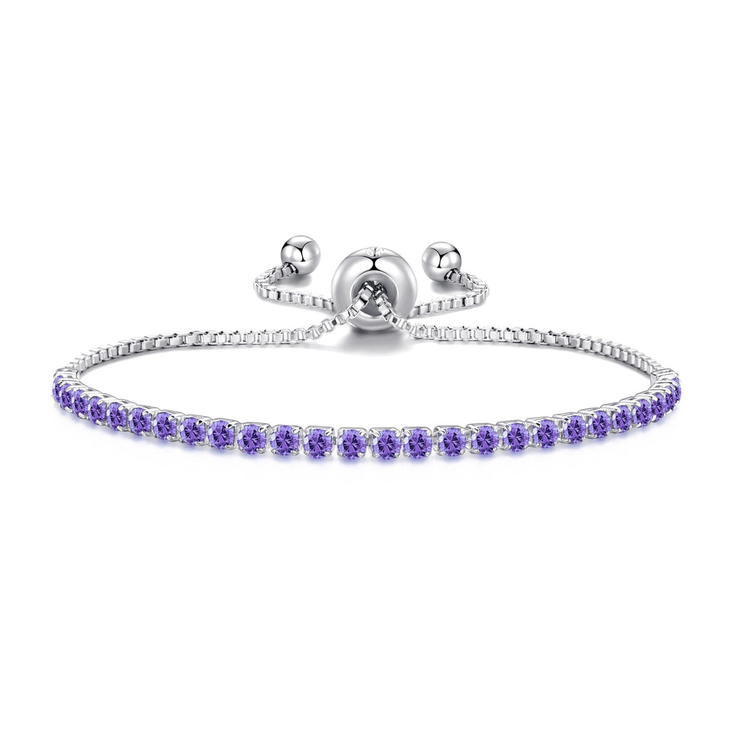 February Birthstone Friendship Slider Bracelet with Amethyst Zircondia® Crystals