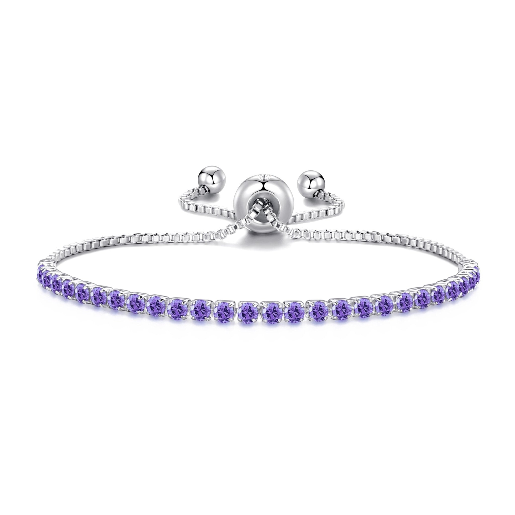 February Birthstone Friendship Slider Bracelet with Amethyst Zircondia® Crystals