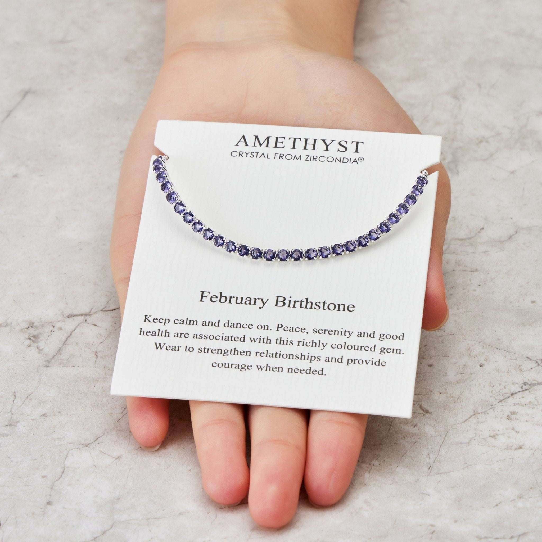 February Birthstone Friendship Slider Bracelet with Amethyst Zircondia® Crystals