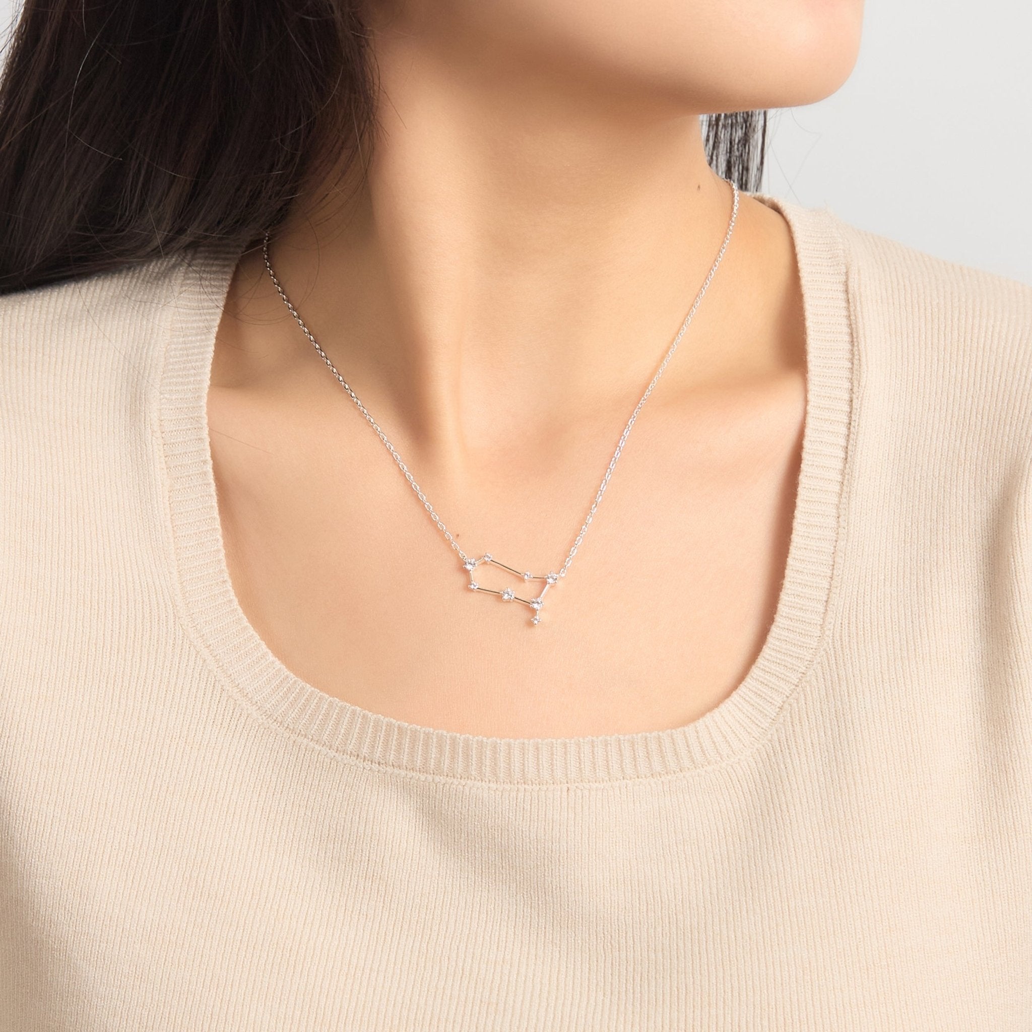 Gemini Star Sign Zodiac Constellation Necklace with Zircondia® Crystals