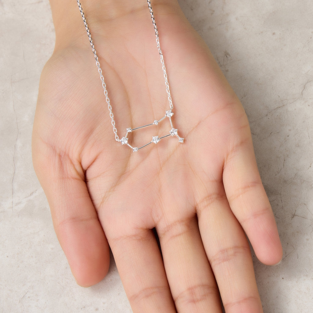 Gemini Star Sign Zodiac Constellation Necklace with Zircondia® Crystals