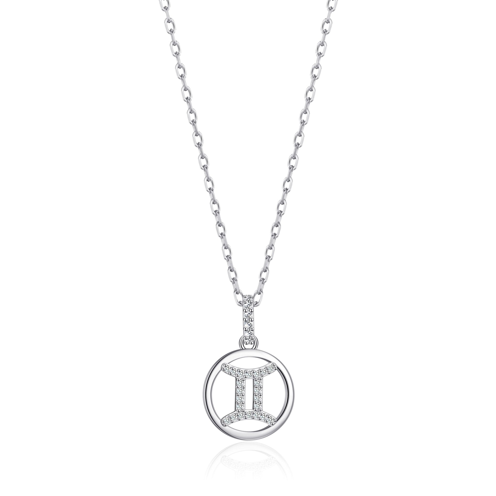 Gemini Star Sign Zodiac Necklace with Zircondia® Crystals