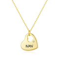 18k Gold Nan Heart Necklace Created with Zircondia® Crystals