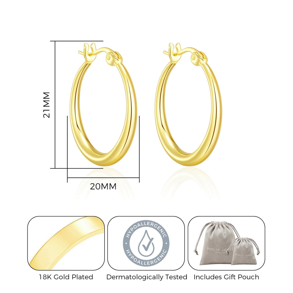 18k Gold Plated 20mm Hoop Earrings