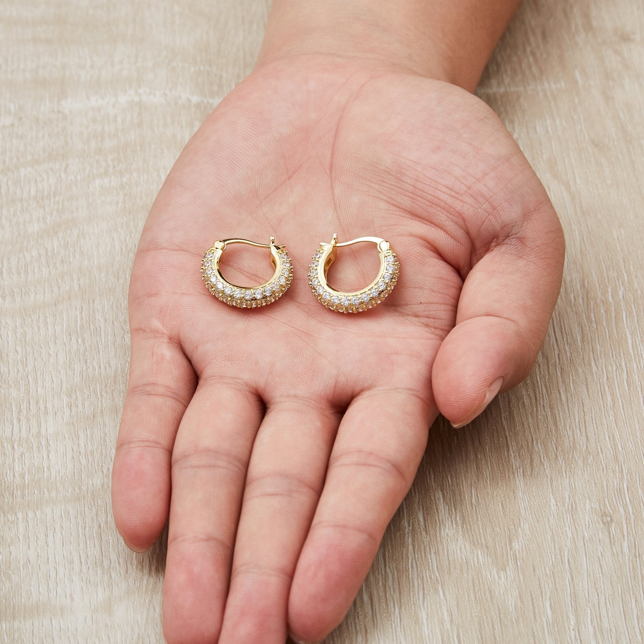 18k Gold Plated 20mm Pave Hoop Earrings Created with Zircondia® Crystals