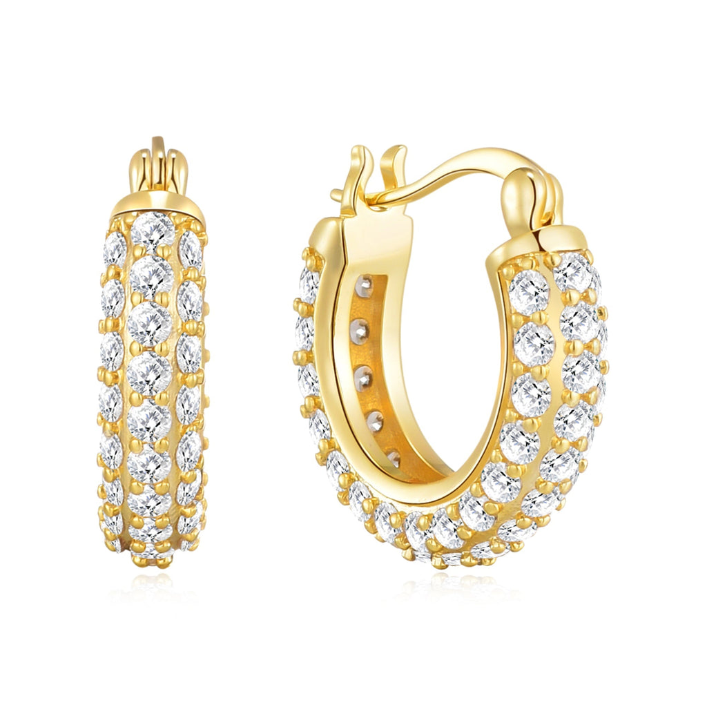 18k Gold Plated 20mm Pave Hoop Earrings Created with Zircondia® Crystals