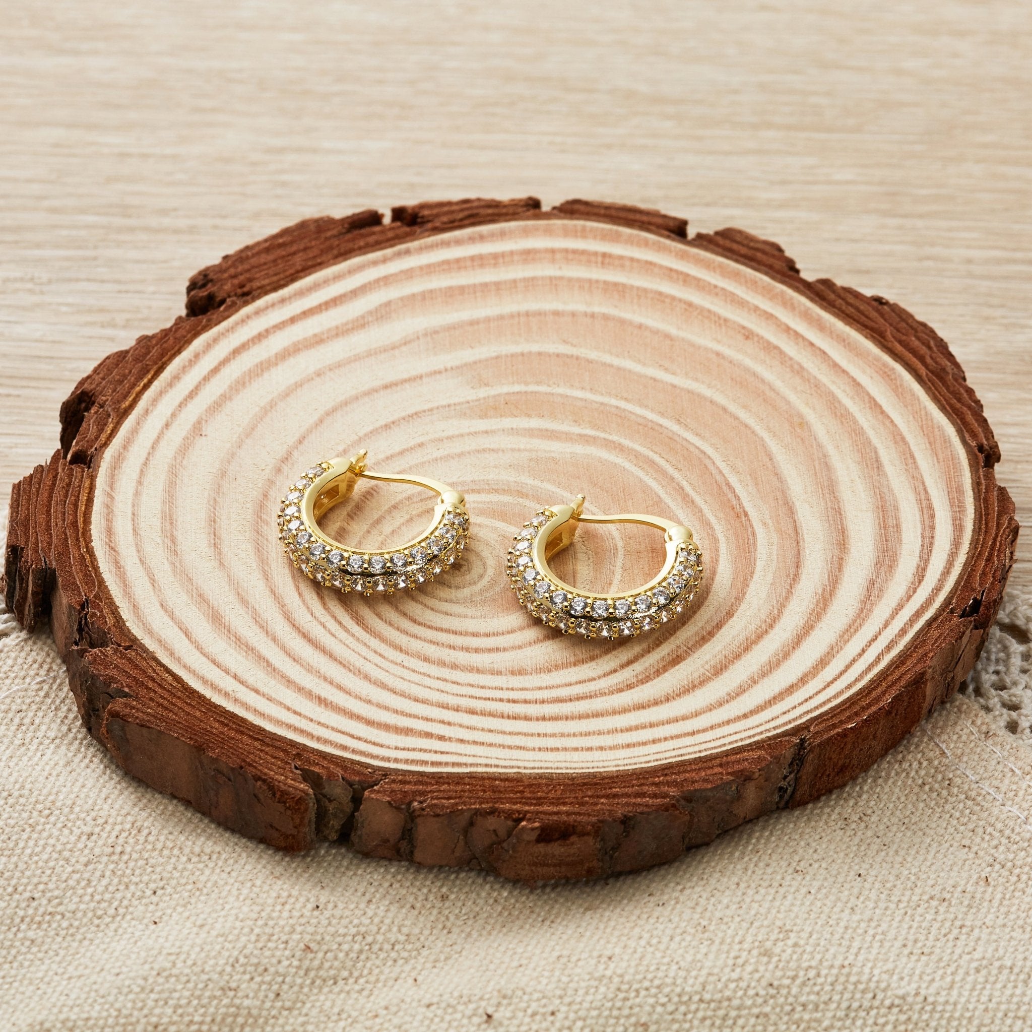 18k Gold Plated 20mm Pave Hoop Earrings Created with Zircondia® Crystals