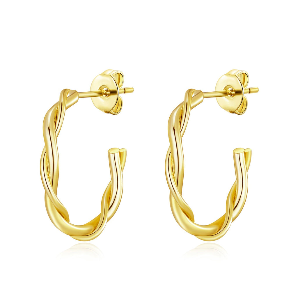 18k Gold Plated 20mm Twisted Hoop Earrings