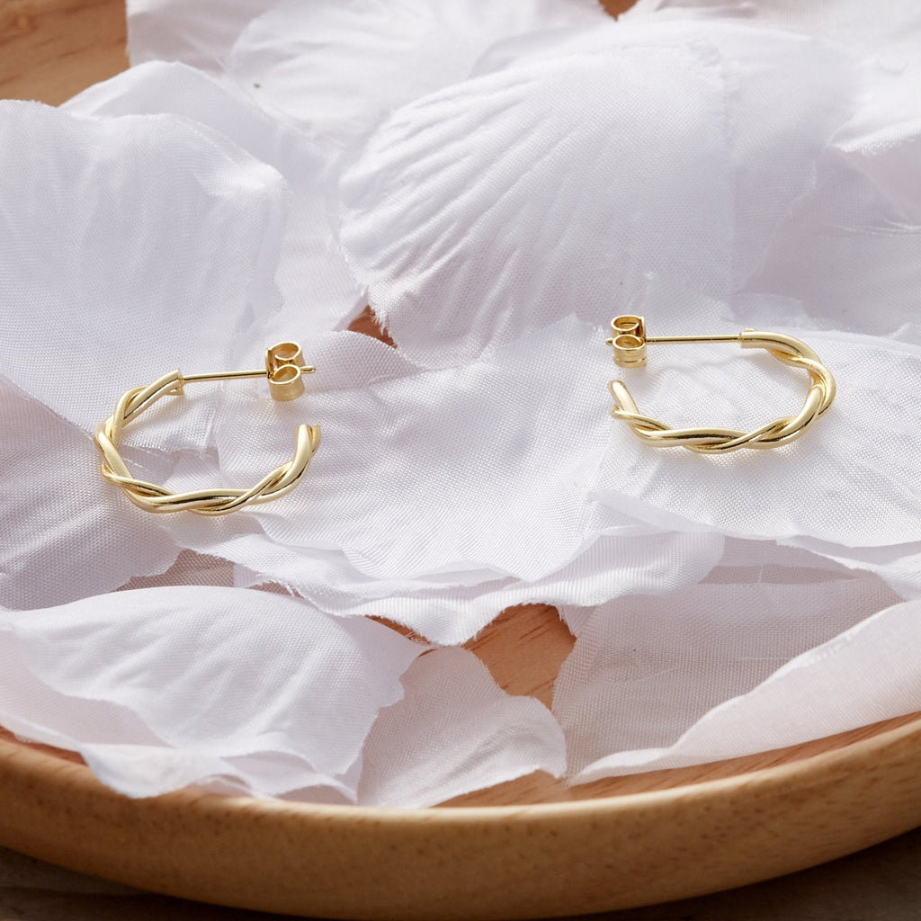 18k Gold Plated 20mm Twisted Hoop Earrings