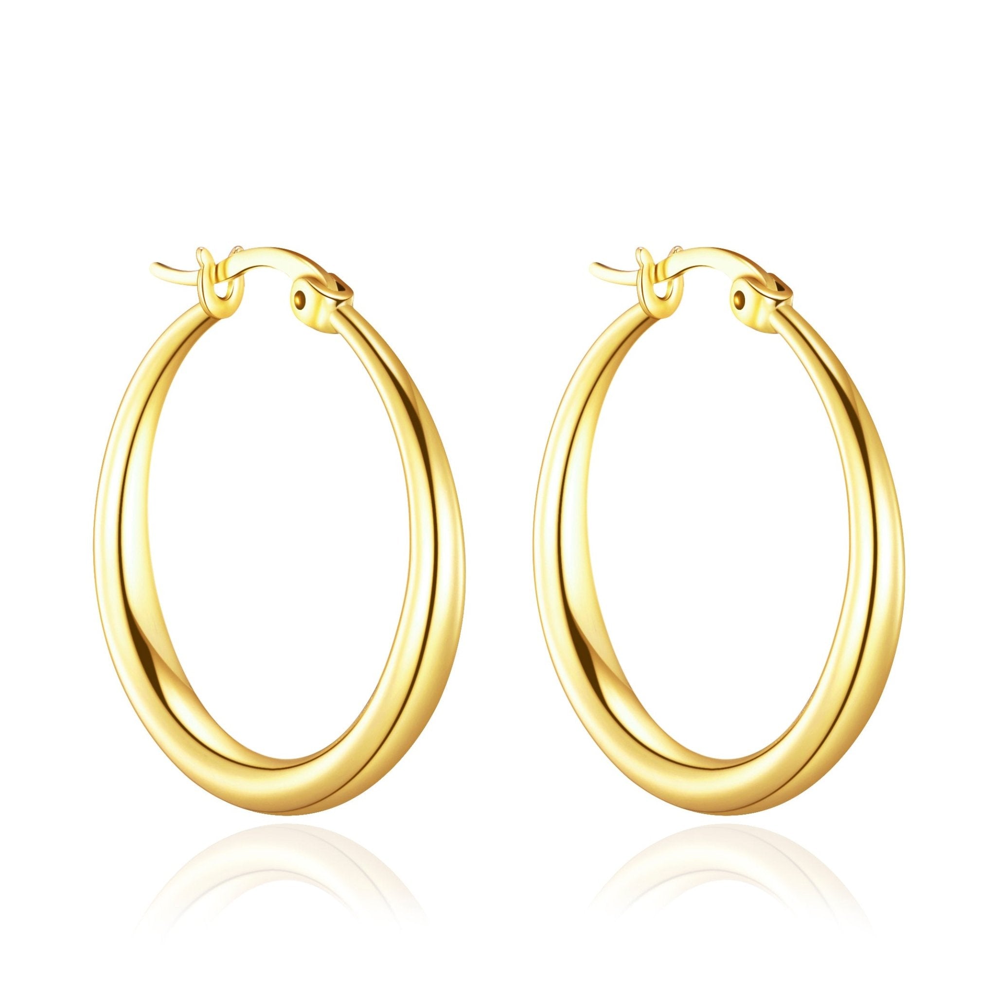 18k Gold Plated 25mm Hoop Earrings