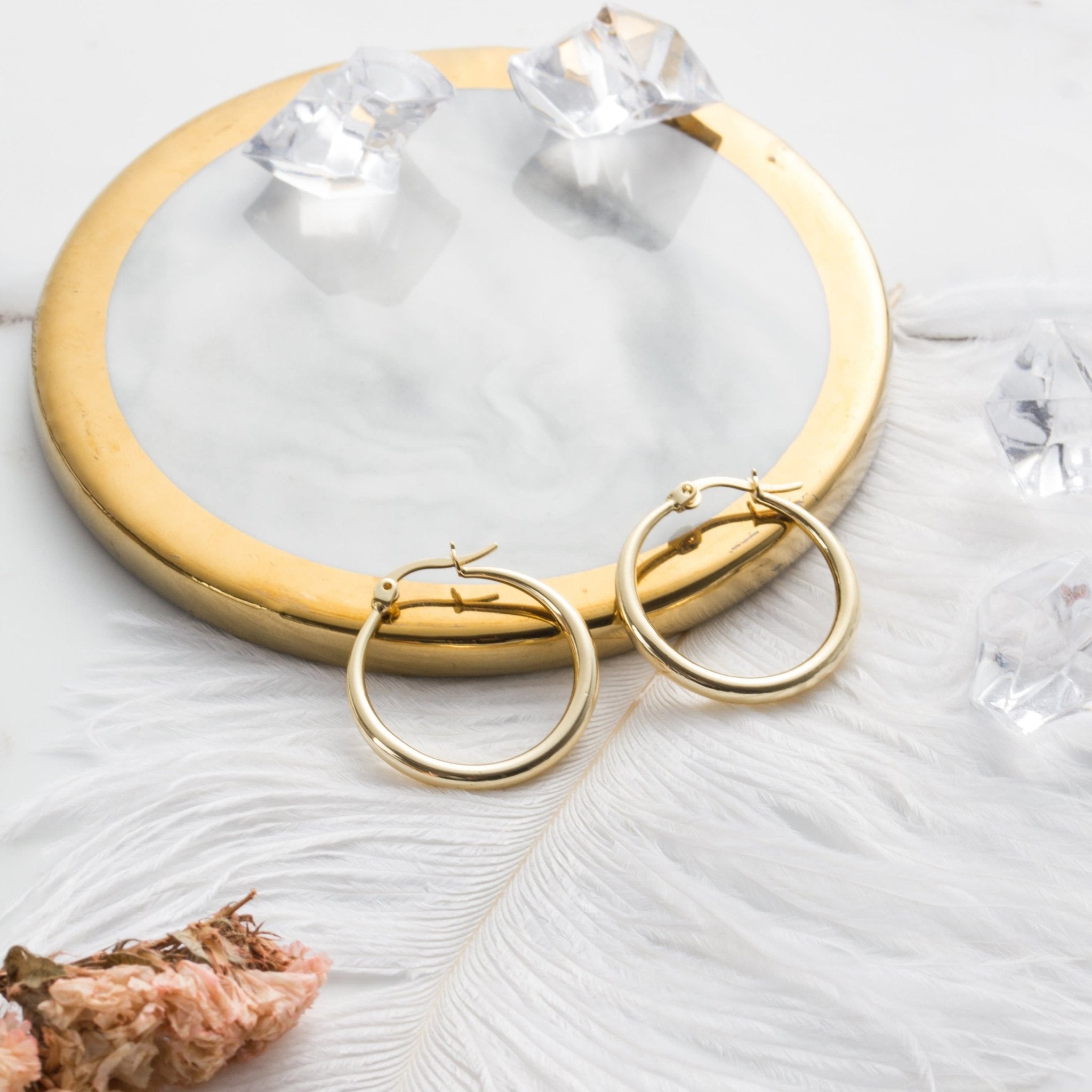18k Gold Plated 25mm Hoop Earrings