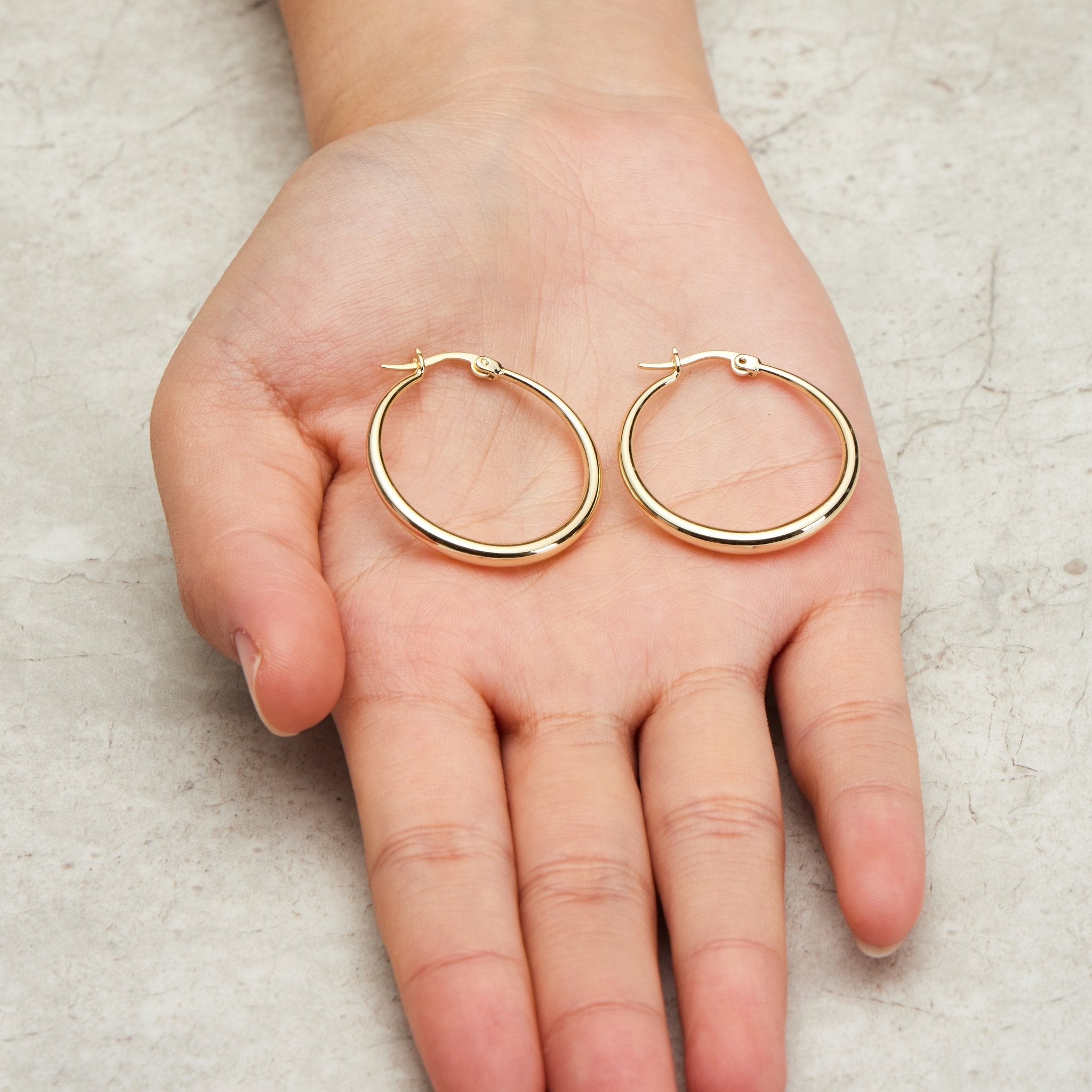 18k Gold Plated 30mm Hoop Earrings
