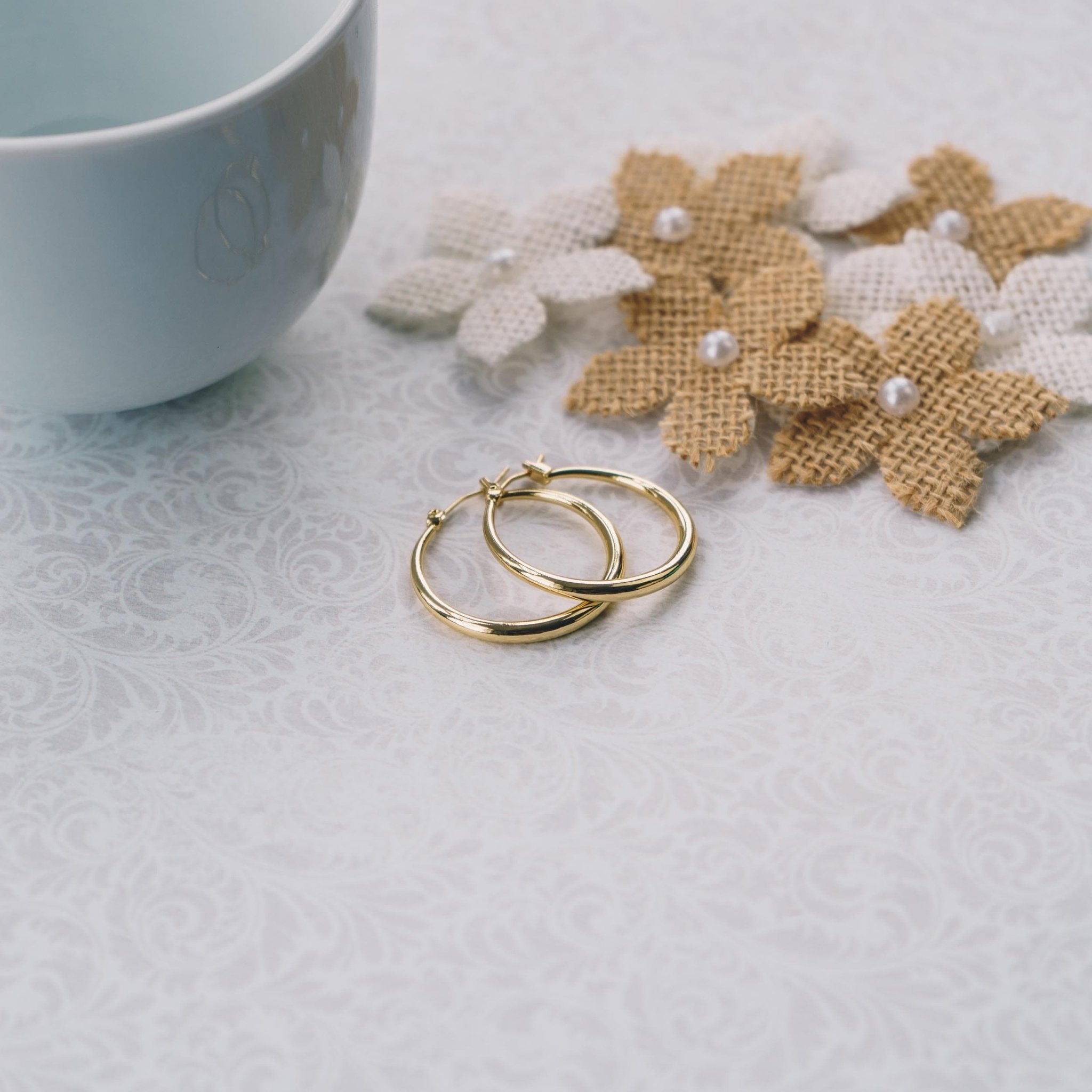 18k Gold Plated 30mm Hoop Earrings