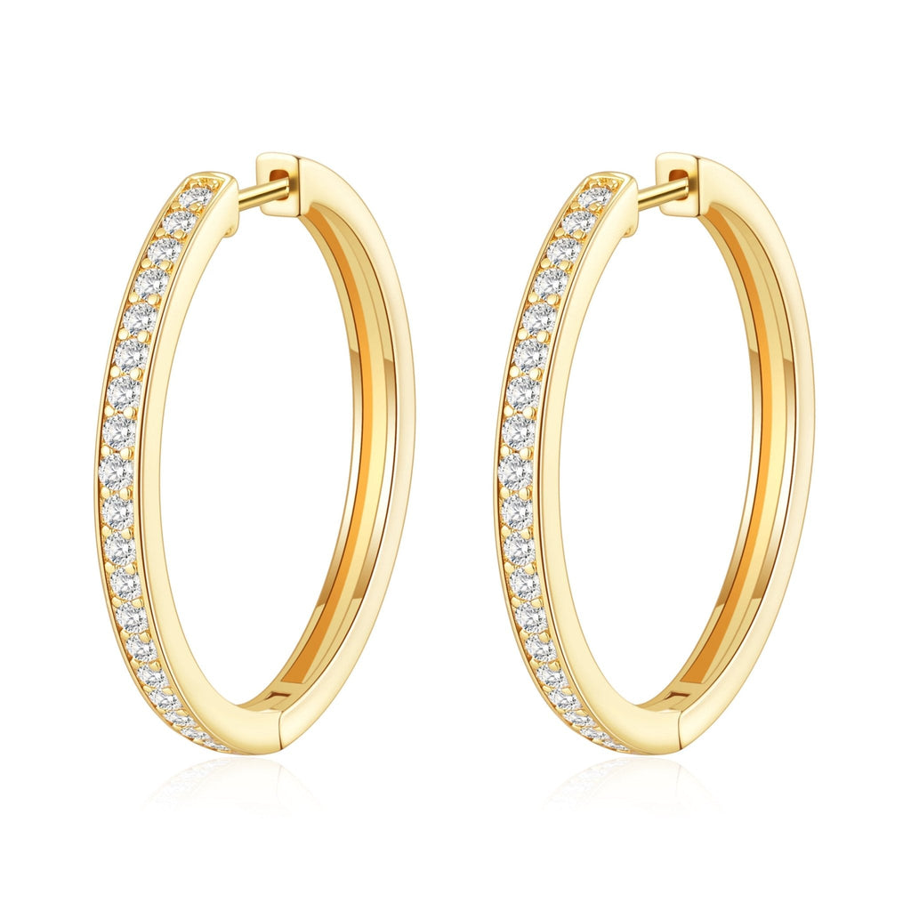 18k Gold Plated 30mm Hoop Earrings Created with Zircondia® Crystals
