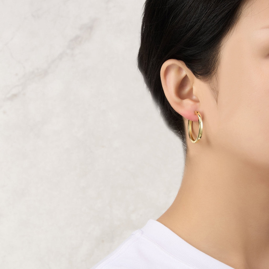 18k Gold Plated 30mm Plain Hoop Earrings