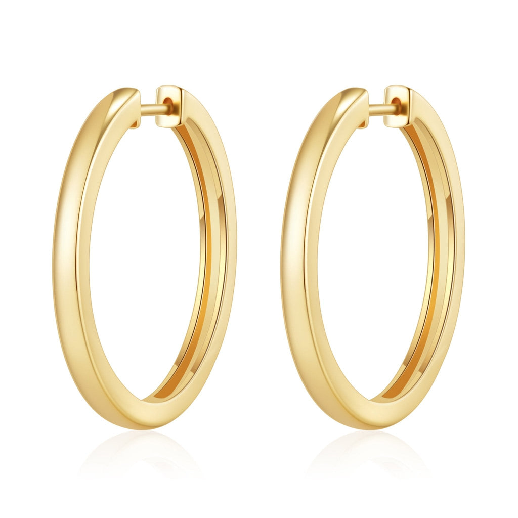 18k Gold Plated 30mm Plain Hoop Earrings