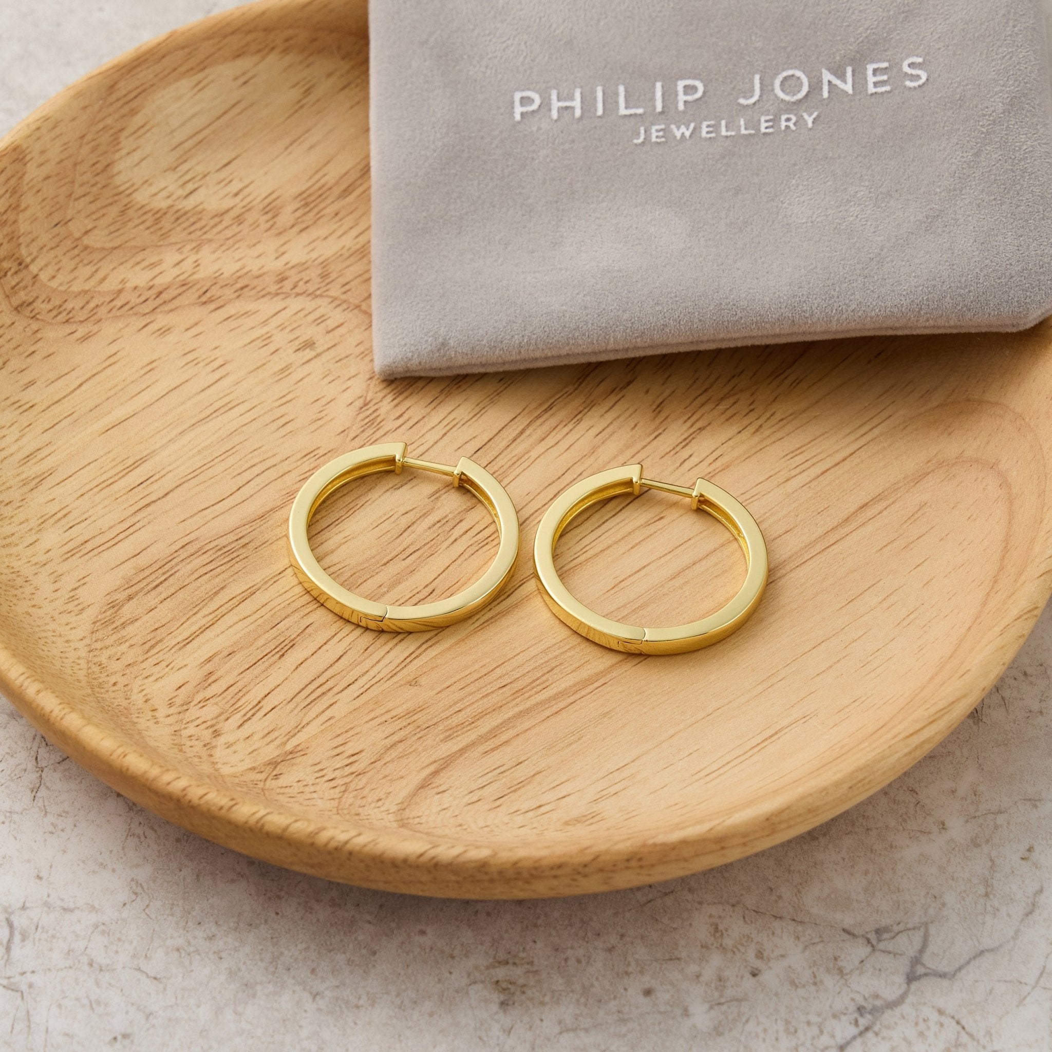 18k Gold Plated 30mm Plain Hoop Earrings