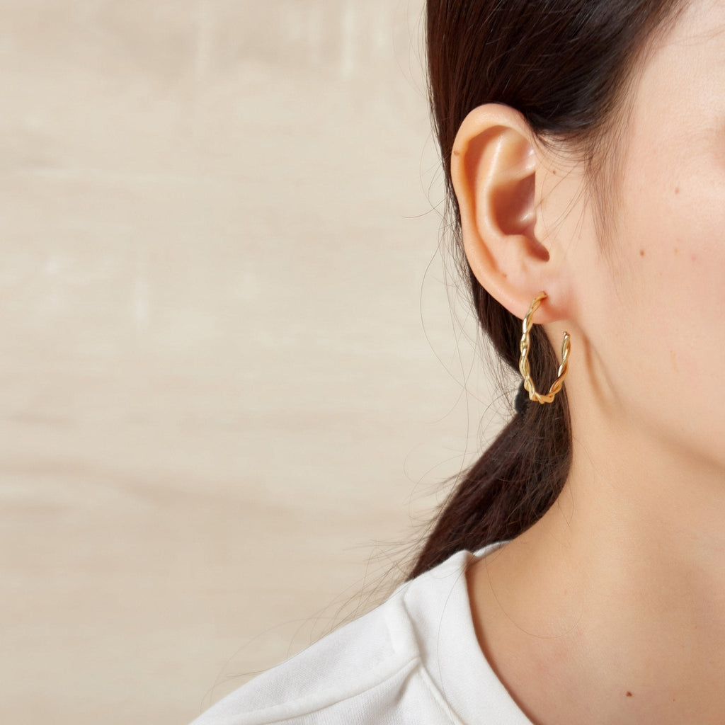 18k Gold Plated 30mm Twisted Hoop Earrings