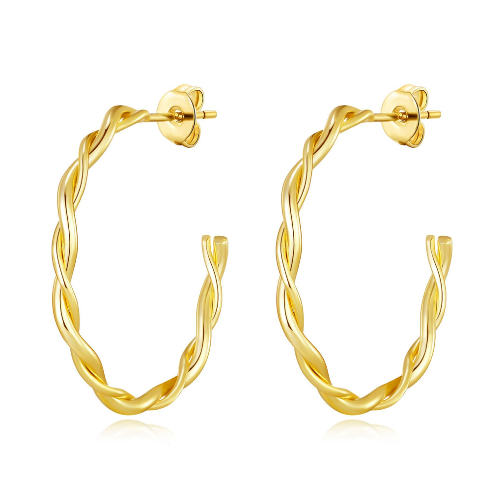 18k Gold Plated 30mm Twisted Hoop Earrings