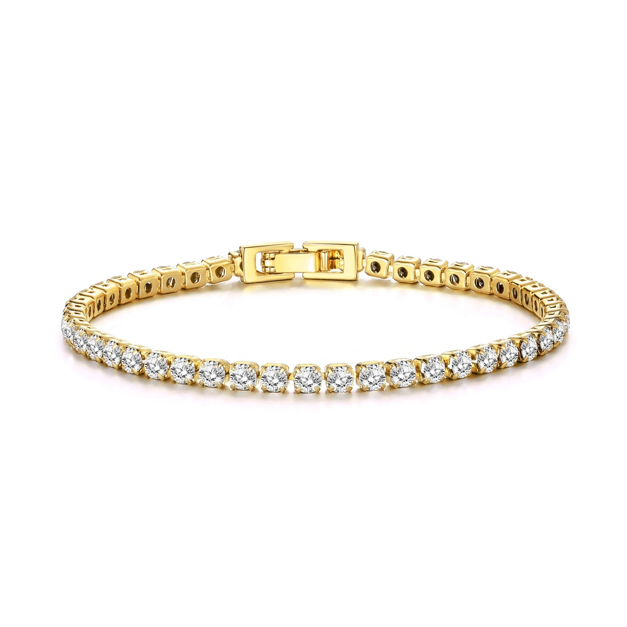 18k Gold Plated 3mm Tennis Bracelet Created with Zircondia® Crystals
