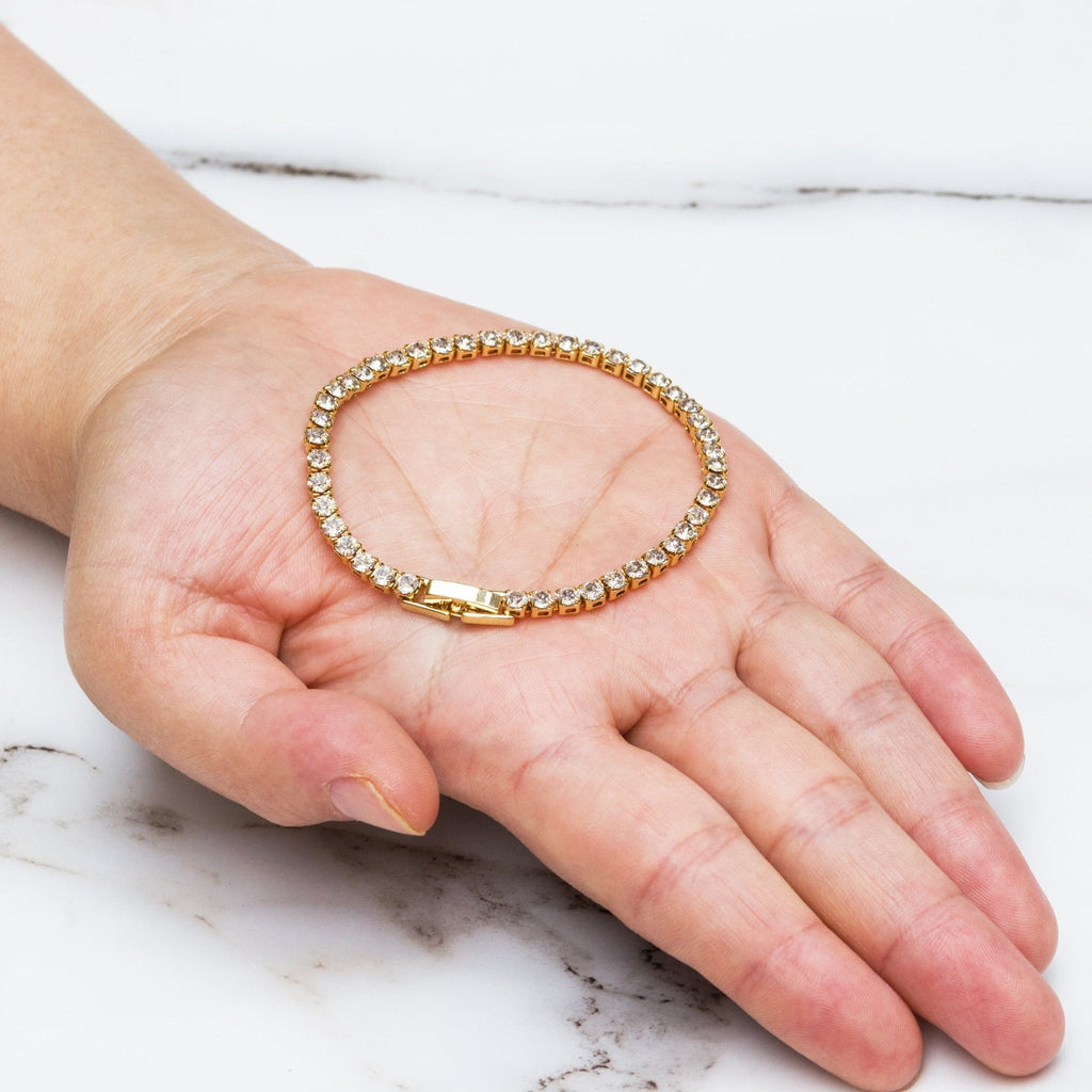 18k Gold Plated 3mm Tennis Bracelet Created with Zircondia® Crystals