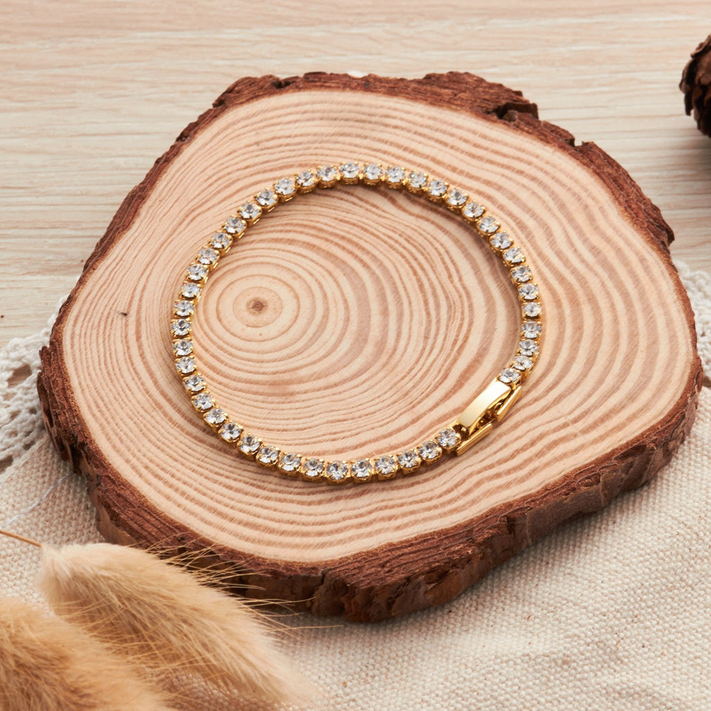 18k Gold Plated 3mm Tennis Bracelet Created with Zircondia® Crystals