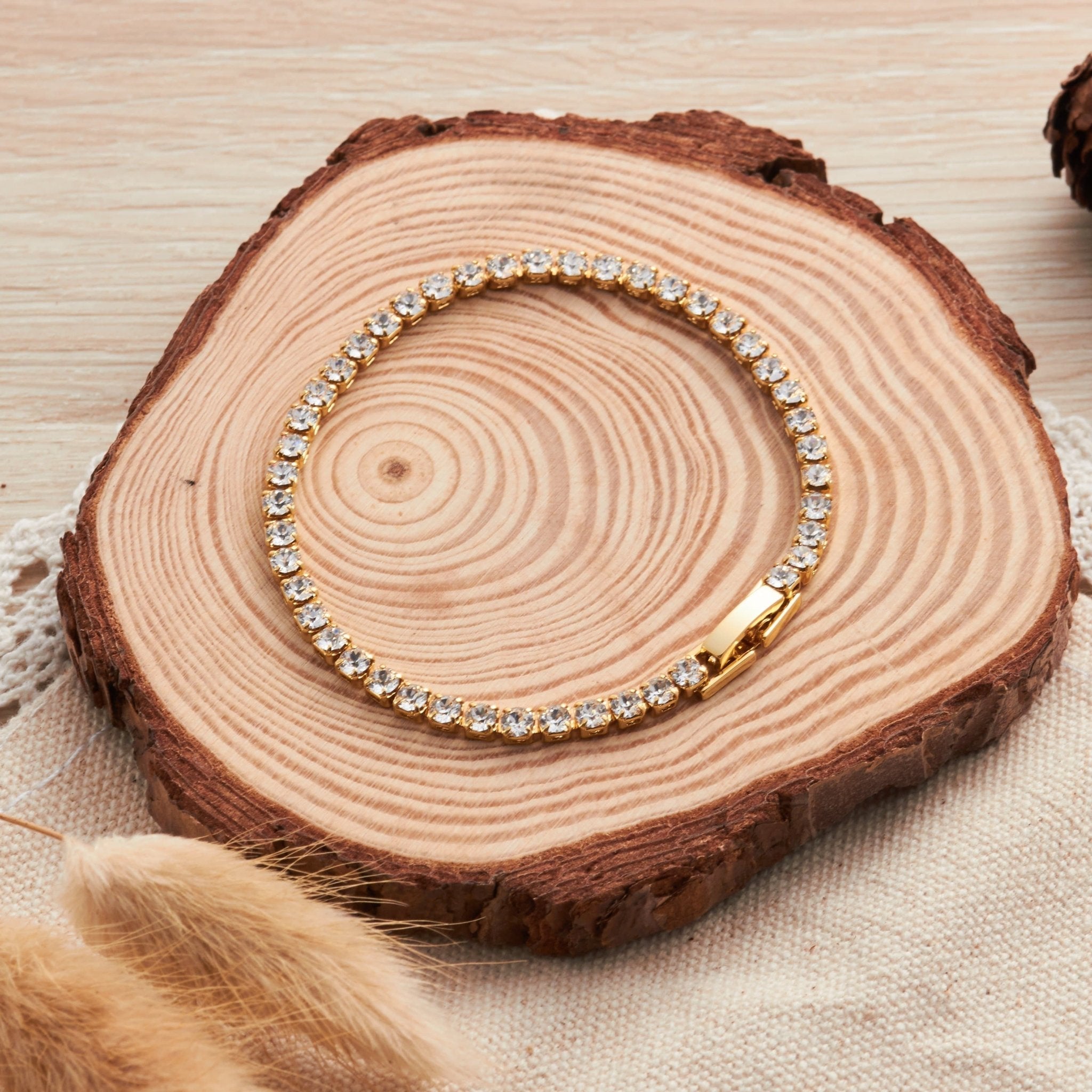 18k Gold Plated 3mm Tennis Bracelet Created with Zircondia® Crystals