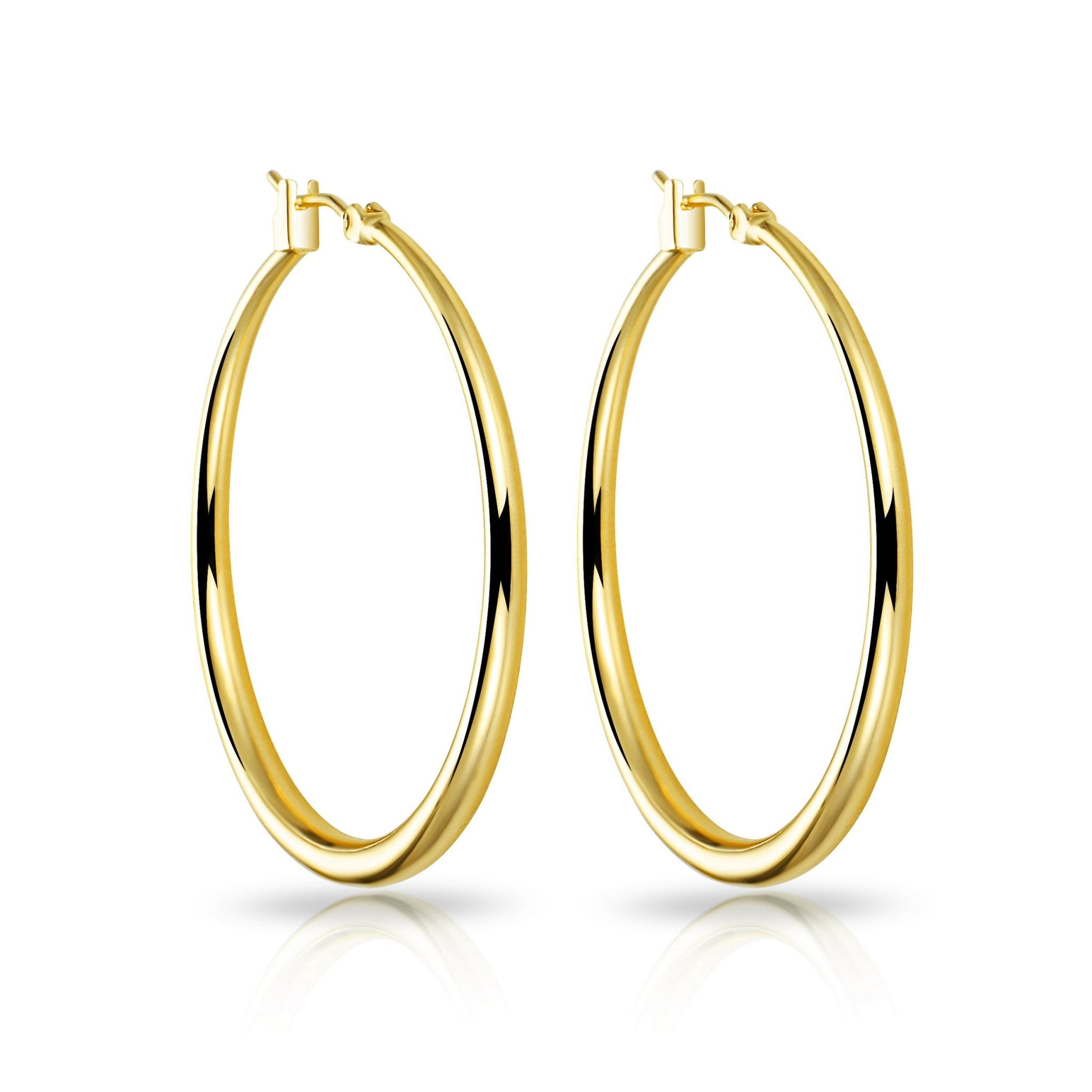 18k Gold Plated 40mm Hoop Earrings