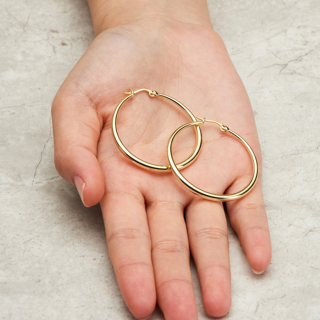18k Gold Plated 40mm Hoop Earrings