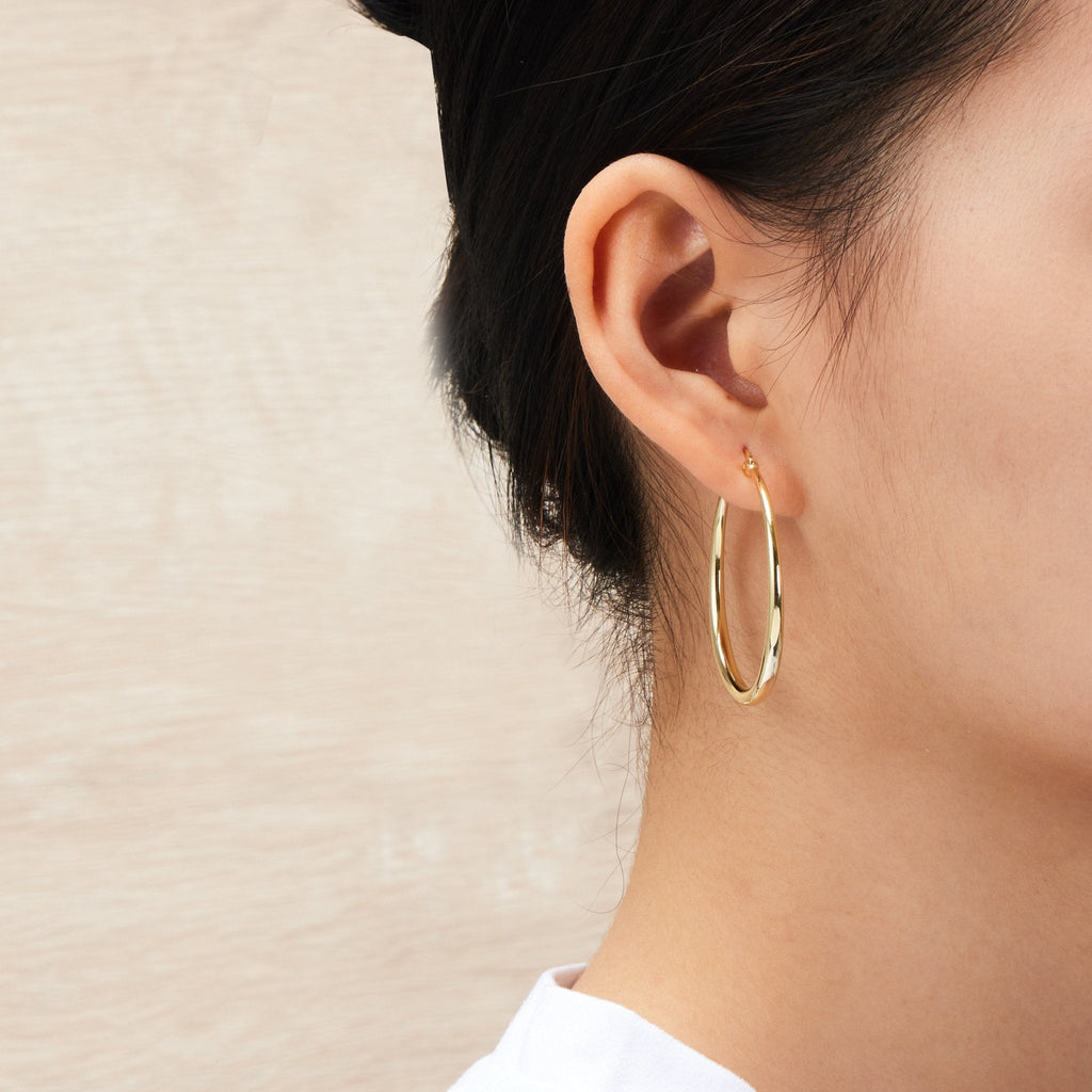 18k Gold Plated 40mm Hoop Earrings