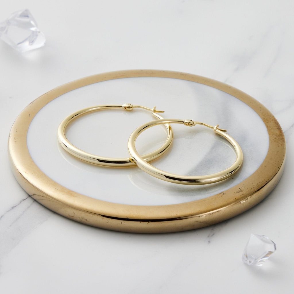 18k Gold Plated 40mm Hoop Earrings