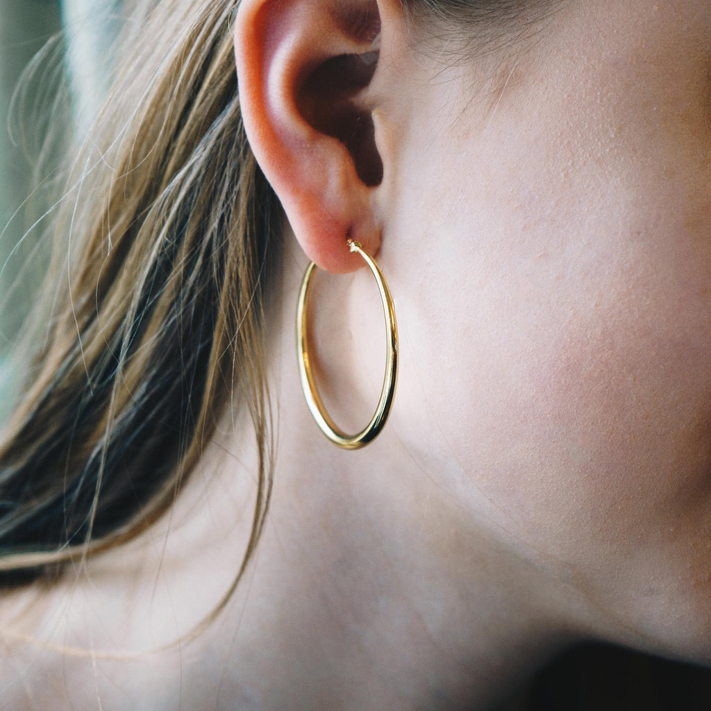 18k Gold Plated 40mm Hoop Earrings