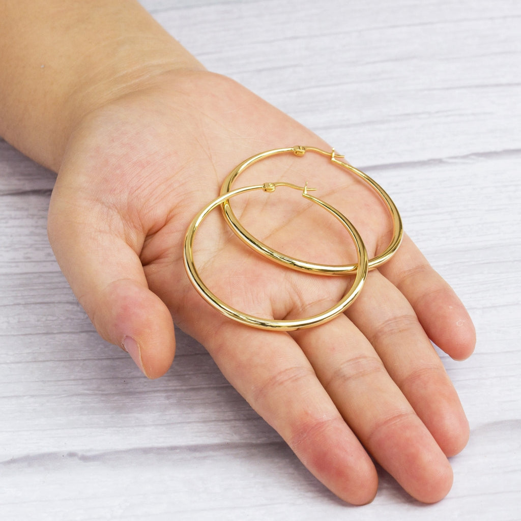 18k Gold Plated 50mm Hoop Earrings