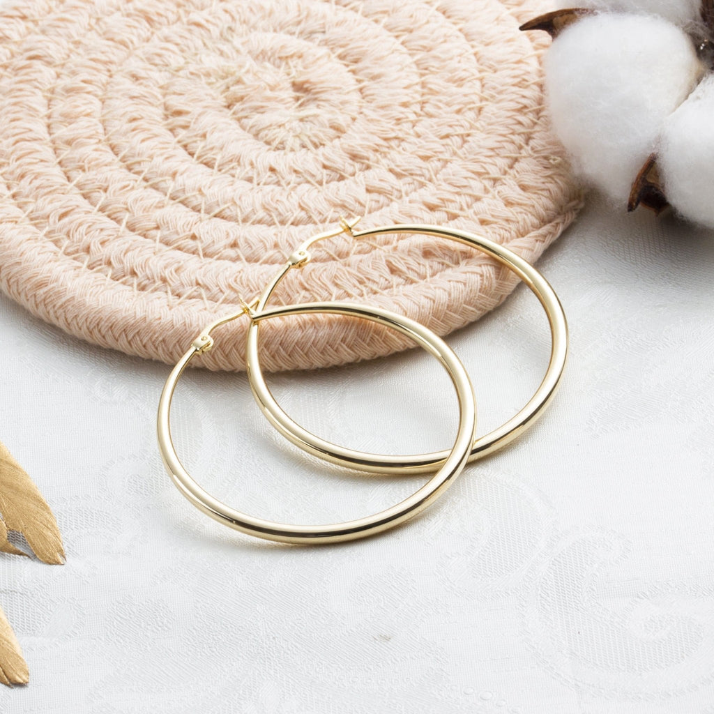 18k Gold Plated 50mm Hoop Earrings