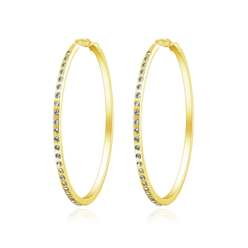 18k Gold Plated 50mm Hoop Earrings Created with Zircondia® Crystals